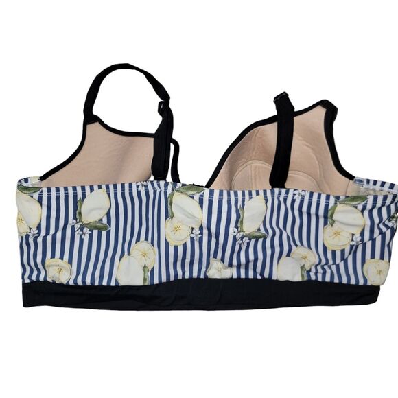 Cacique Swim Lane Bryant Lemon Striped Bikini Top 44D - Picture 2 of 7